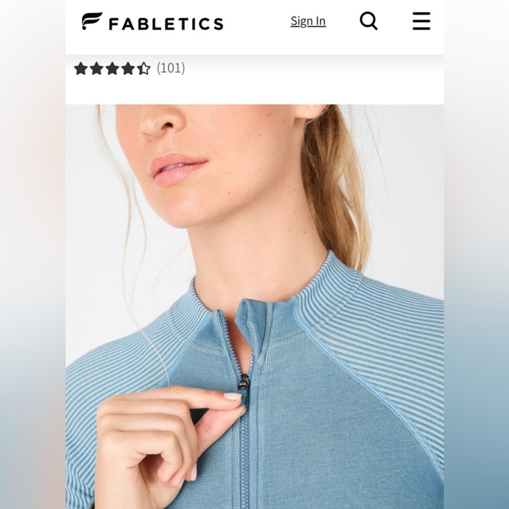 Fabletics Cassidy Seamless Jacket Blue Yellow S/M - image 3